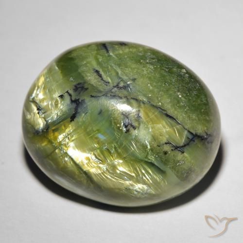 Cat's eye opal naturale verde da 20,74 ct, taglio ovale, opaco