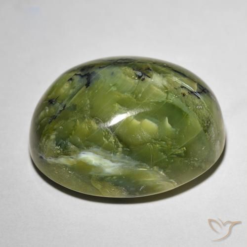 Cat's eye opal naturale verde da 20,74 ct, taglio ovale, opaco