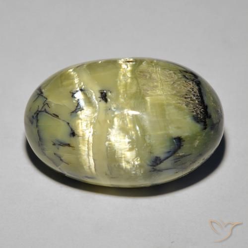 14.50ct Naturale Verde medio Opale Occhio di Gatto, Ovale, Opaco