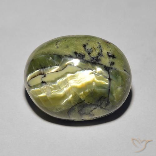 8.19ct Naturale Verde giallastro Opale Occhio di Gatto, Ovale, Opaco