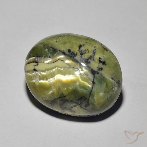 Opale Occhio di Gatto Verde giallastro naturale da 8.19 ct, Ovale, Opaco