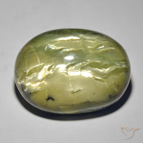 38.44ct Naturale Terra Verde Opale Occhio di Gatto, Ovale, Opaco