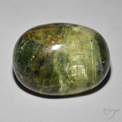 18.89ct Naturale Verde terroso Opale Occhio di Gatto, Ovale, Opaco