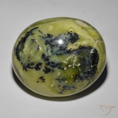 34.72ct Naturale Verde giallastro Opale Occhio di Gatto, Ovale, Opaco