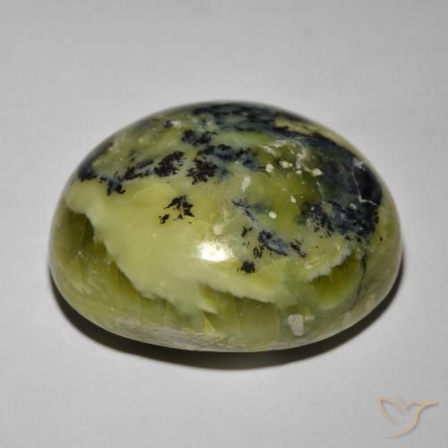 Opale Occhio di Gatto Verde giallastro naturale da 34.72 ct, Ovale, Opaco