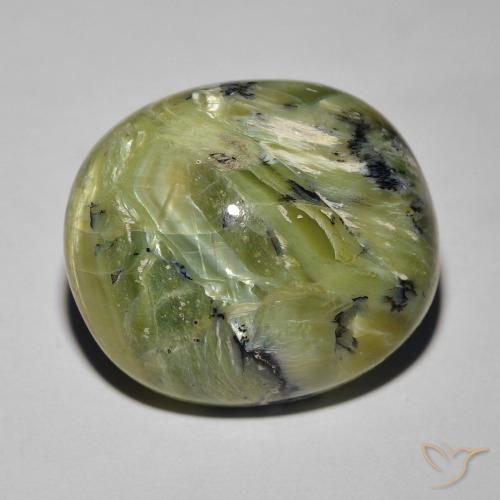 17.19ct Naturale Verde medio Opale Occhio di Gatto, Ovale, Opaco