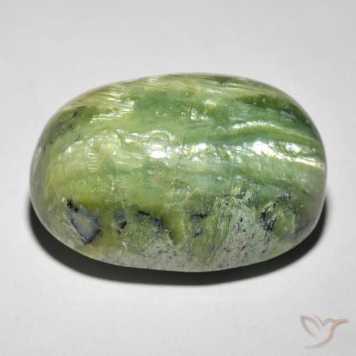 Opale Occhio di Gatto Verde medio naturale da 25.54 ct, Ovale, Opaco