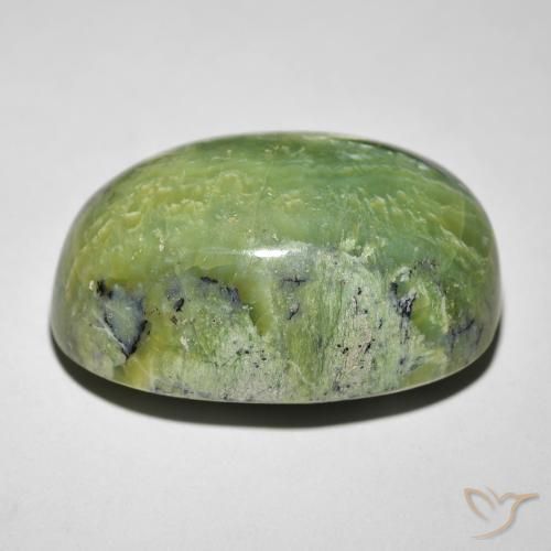 Opale Occhio di Gatto Verde medio naturale da 25.54 ct, Ovale, Opaco