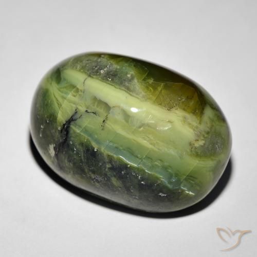 Opale Occhio di Gatto Verde caldo naturale da 27.34 ct, Ovale, Opaco