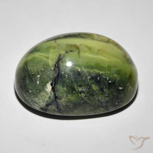 Opale Occhio di Gatto Verde caldo naturale da 27.34 ct, Ovale, Opaco