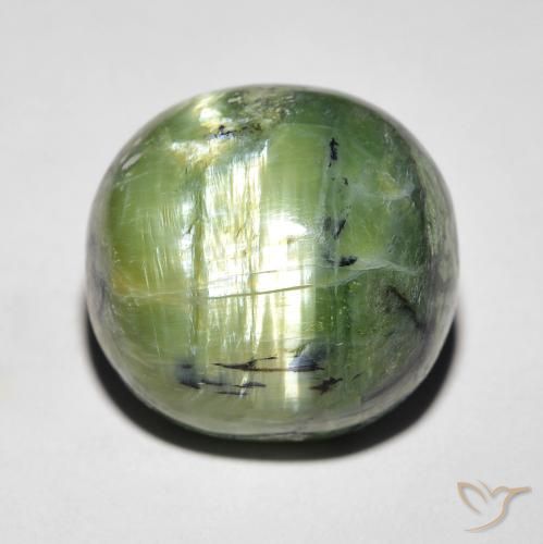 9.37ct Naturale Verde caldo Opale Occhio di Gatto, Ovale, Opaco
