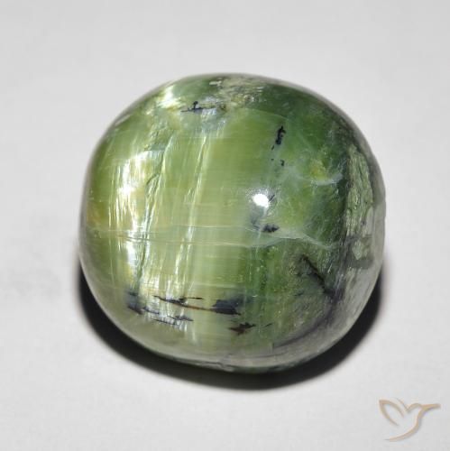 Opale Occhio di Gatto Verde caldo naturale da 9.37 ct, Ovale, Opaco