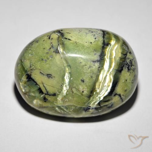 21.32ct Naturale Terra Verde Opale Occhio di Gatto, Ovale, Opaco