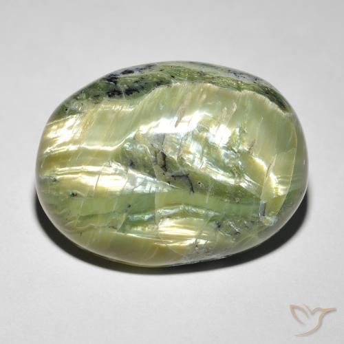 14.58ct Naturale Verde giallastro Opale Occhio di Gatto, Ovale, Opaco