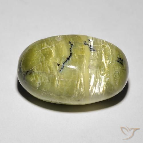 8.46ct Naturale Terra Verde Opale Occhio di Gatto, Ovale, Opaco
