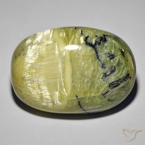 39.60ct Naturale Terra Verde Opale Occhio di Gatto, Ovale, Opaco