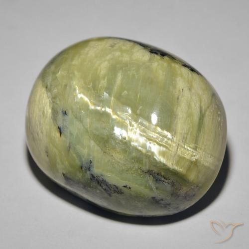 Opale Occhio di Gatto Verde giallastro naturale da 41.82 ct, Ovale, Opaco