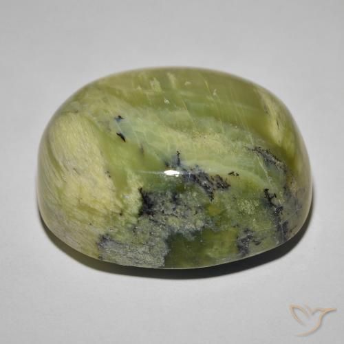 Opale Occhio di Gatto Verde giallastro naturale da 41.82 ct, Ovale, Opaco