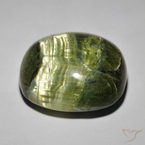 Opale Occhio di Gatto Verde marroncino naturale da 32.39 ct, Ovale, Opaco