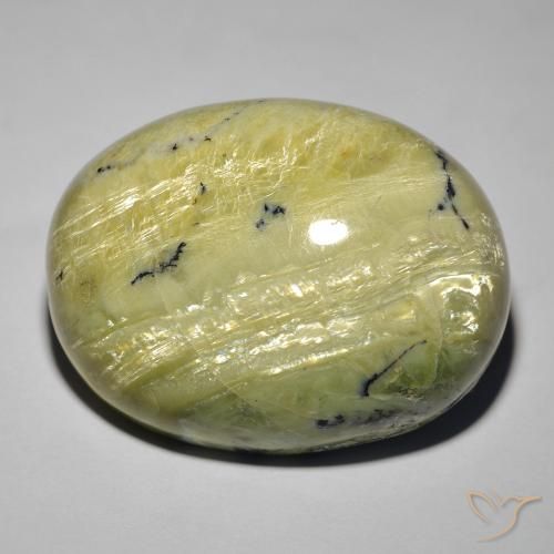 36.45ct Naturale Verde giallastro Opale Occhio di Gatto, Ovale, Opaco