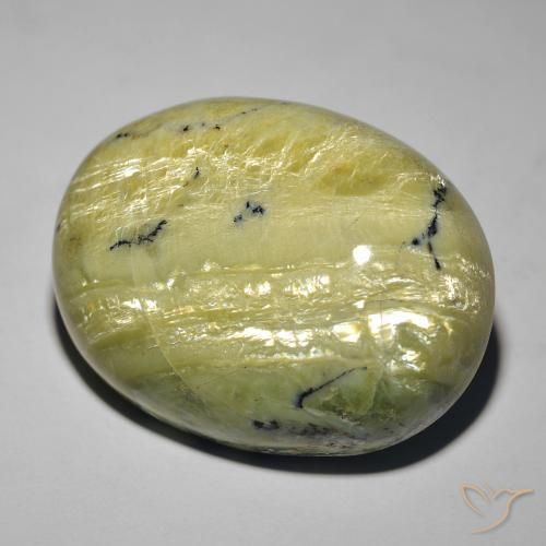 Opale Occhio di Gatto Verde giallastro naturale da 36.45 ct, Ovale, Opaco