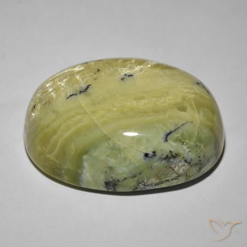 Opale Occhio di Gatto Verde giallastro naturale da 36.45 ct, Ovale, Opaco