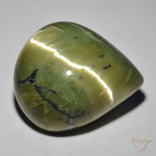 29.45ct Naturale Verde marroncino Opale Occhio di Gatto, Forma a pera, Opaco