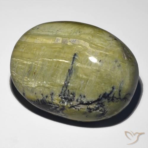 48.21ct Naturale Terra Verde Opale Occhio di Gatto, Ovale, Opaco