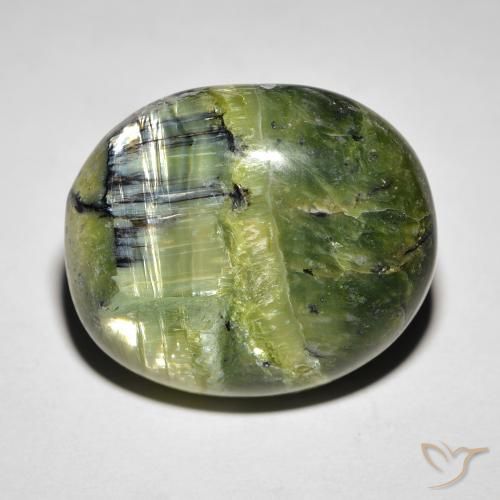 18.85ct Naturale Verde giallastro Opale Occhio di Gatto, Ovale, Opaco