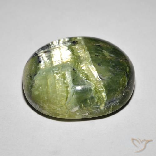 Opale Occhio di Gatto Verde giallastro naturale da 18.85 ct, Ovale, Opaco