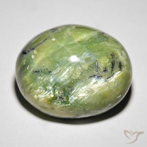 Opale Occhio di Gatto Verde giallastro naturale da 27.05 ct, Ovale, Opaco