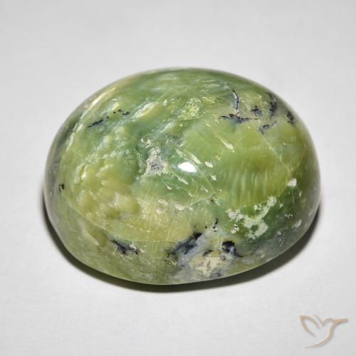 Opale Occhio di Gatto Verde giallastro naturale da 27.05 ct, Ovale, Opaco