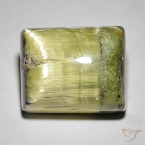 28.65ct Naturale Verde medio Opale Occhio di Gatto, Taglio a baguette, Opaco