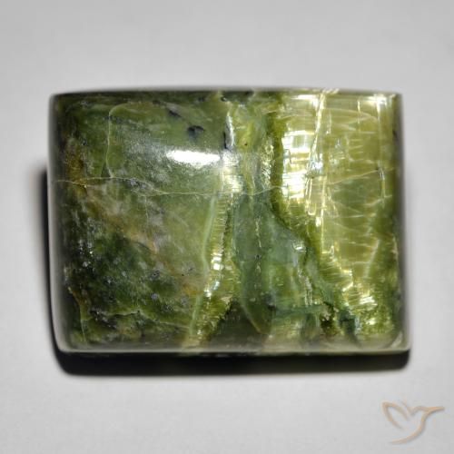 25.23ct Naturale Terra Verde Opale Occhio di Gatto, Taglio a baguette, Opaco