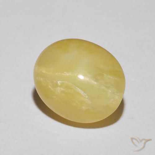 Opale Occhio di Gatto Giallo terroso chiaro naturale da 5.98 ct, Ovale, Opaco