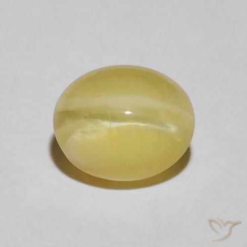 3.43ct Naturale Giallo pallido Opale Occhio di Gatto, Ovale, Opaco