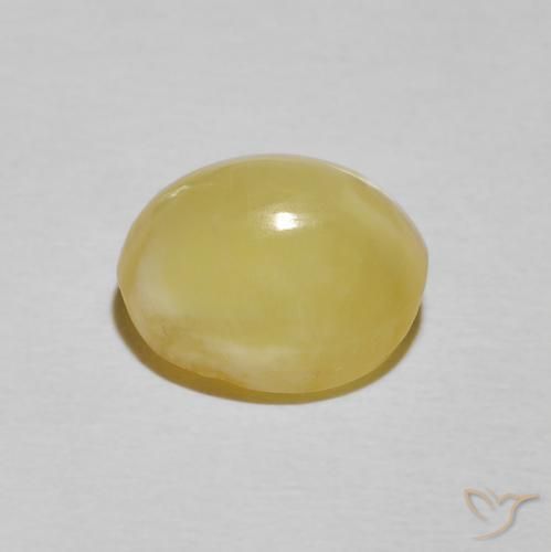 Opale Occhio di Gatto Giallo pallido naturale da 3.43 ct, Ovale, Opaco
