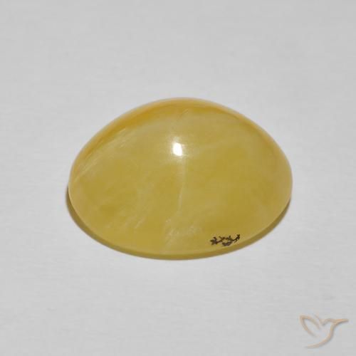 Opale Occhio di Gatto Giallo pallido naturale da 11.49 ct, Ovale, Opaco