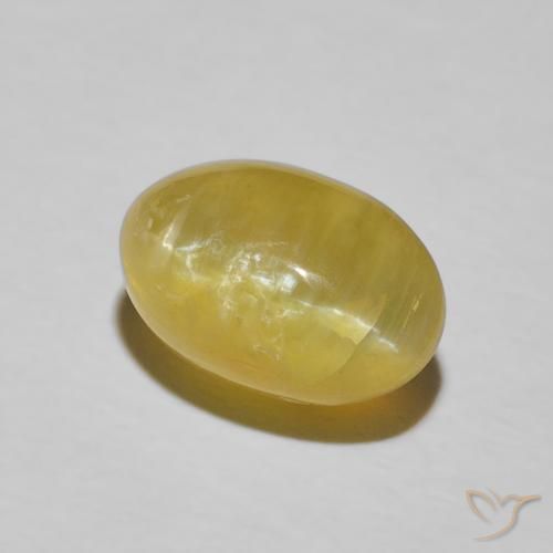 Opale Occhio di Gatto Giallo chiaro naturale da 3.78 ct, Ovale, Opaco