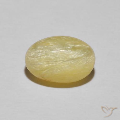 2.89ct Naturale Giallo Digione molto chiaro Opale Occhio di Gatto, Ovale, Opaco