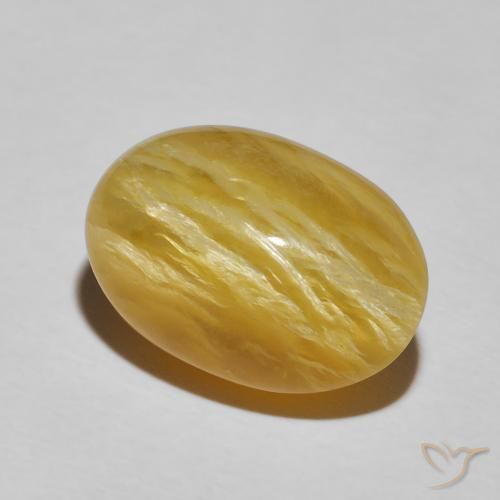 Opale Occhio di Gatto Giallo ricco naturale da 8.30 ct, Ovale, Opaco