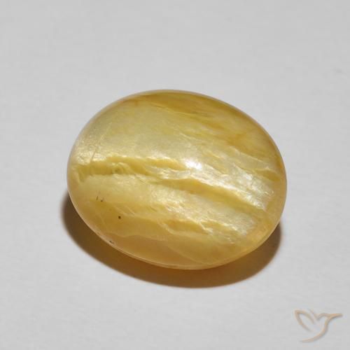 Opale Occhio di Gatto Giallo medio naturale da 8.78 ct, Ovale, Opaco
