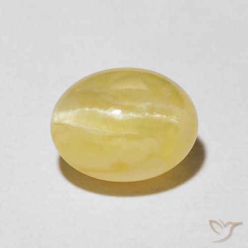 2.41ct Naturale Giallo pallido Opale Occhio di Gatto, Ovale, Opaco