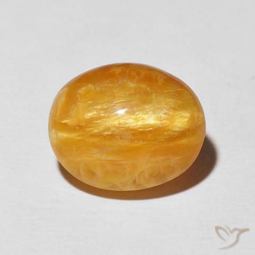 6.92ct Naturale Arancio Medio Opale Occhio di Gatto, Ovale, Opaco