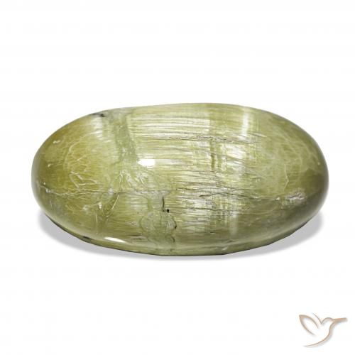 7.30ct Verde giallastro Opale Occhio di Gatto Pietre preziose, Ovale, Opaco
