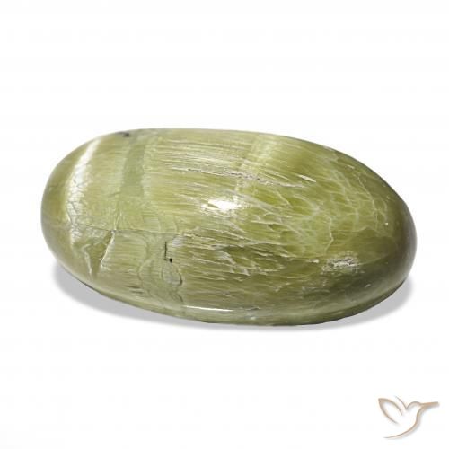 Opale Occhio di Gatto Verde giallastro naturale da 7.30 ct, Ovale, Opaco