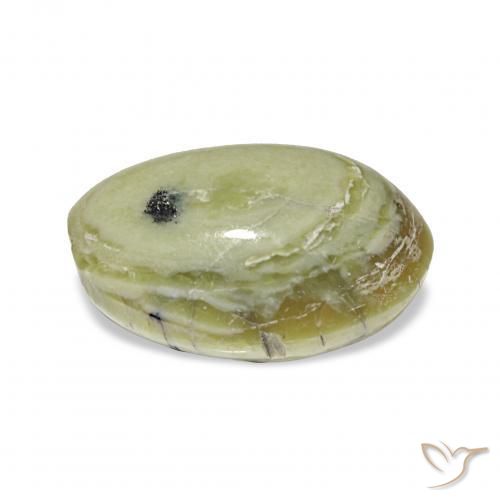 Opale Occhio di Gatto Verde giallastro naturale da 3.02 ct, Ovale, Opaco