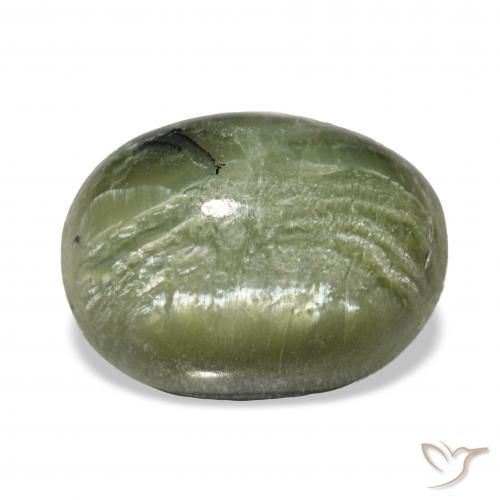 2.64ct Verde giallastro Opale Occhio di Gatto, Ovale, Opaco