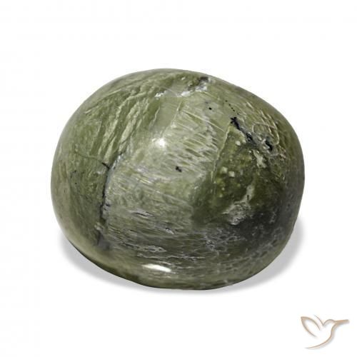 Opale Occhio di Gatto Verde giallastro naturale da 4.64 ct, Ovale, Opaco