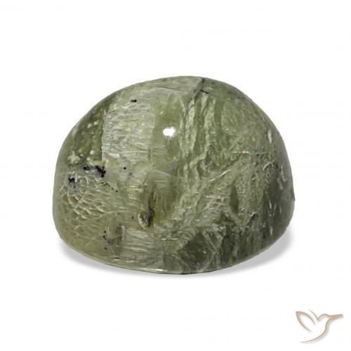 Opale Occhio di Gatto Verde giallastro naturale da 4.64 ct, Ovale, Opaco